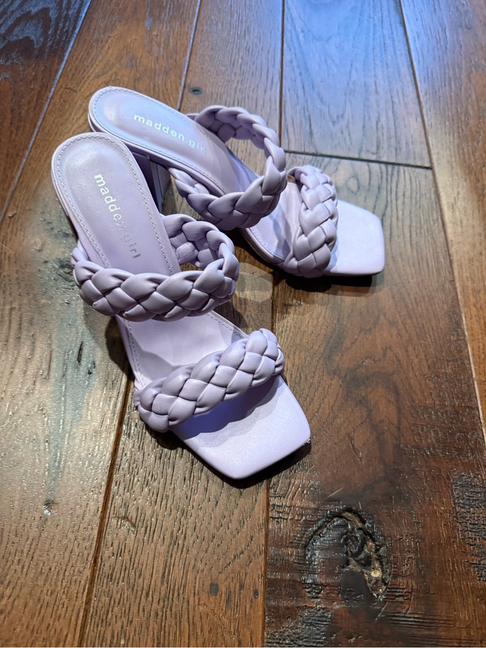 Madden Girl Lavender Braided Double-Strap Heeled Mules
